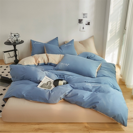 91家纺网 家纺一手货源 找家纺 （总）多品家纺 2024新款全棉纯色绣花四件套