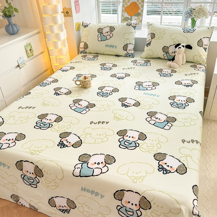 91家纺网 家纺一手货源 找家纺 清雅福 2024新款全棉13372小清新单床单 班尼狗