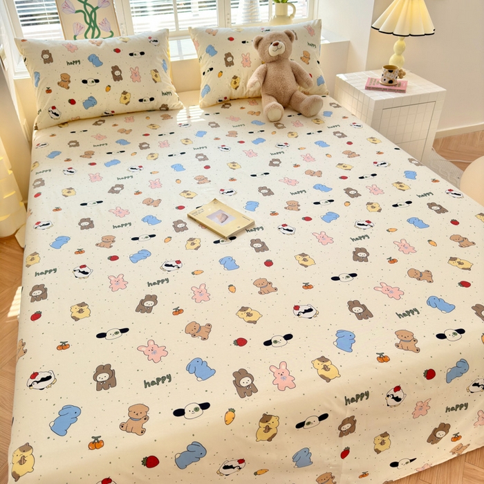 91家纺网 家纺一手货源 找家纺 清雅福 2024新款全棉13372小清新单床单 松岛可可