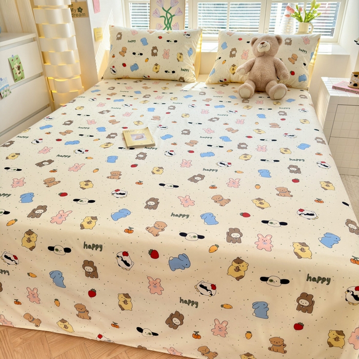 91家纺网 家纺一手货源 找家纺 清雅福 2024新款全棉13372小清新单床单 松岛可可