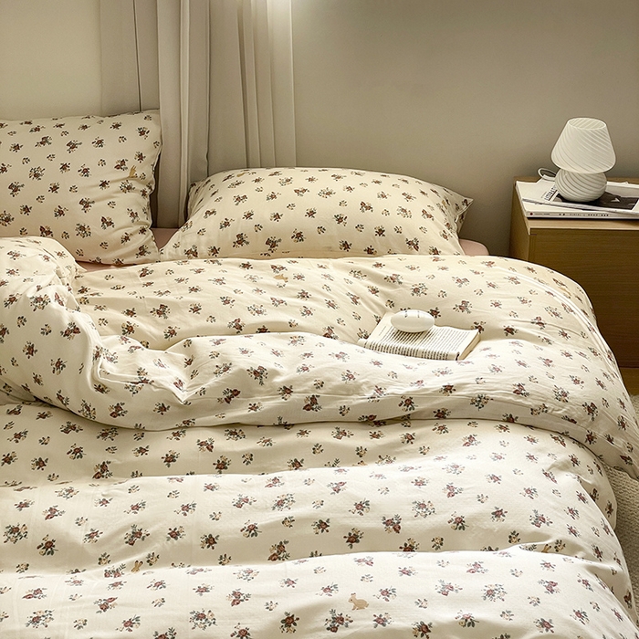 91家纺网 家纺一手货源 找家纺 窝米 2024春季新品全棉双层纱系列四件套 伊芙