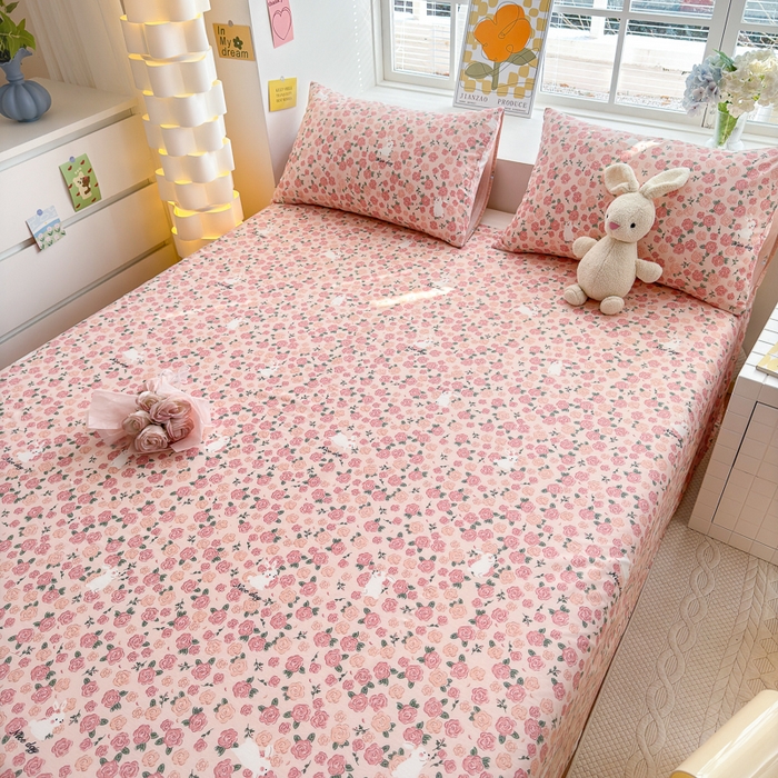 91家纺网 家纺一手货源 找家纺 清雅福 2024新款全棉13372小清新单床单 遇见浪漫