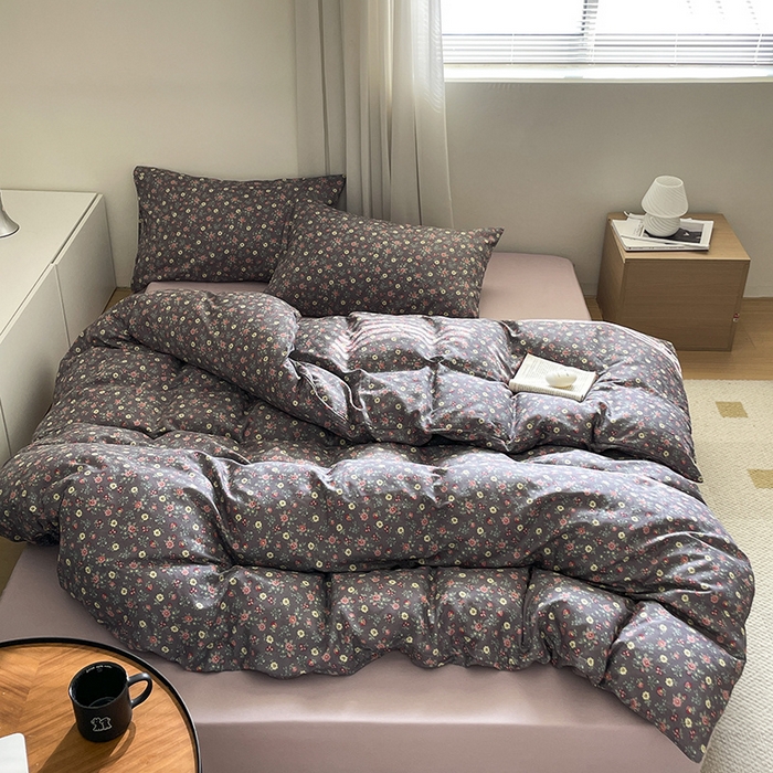 91家纺网 家纺一手货源 找家纺 窝米 2024春季新品全棉双层纱系列四件套 香菲儿