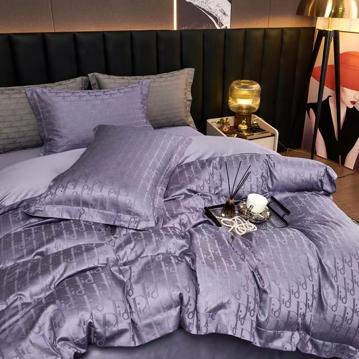 91家纺网 家纺一手货源 找家纺 卡迪亚家纺 2024新款180支长绒棉提花四件套 优雅紫