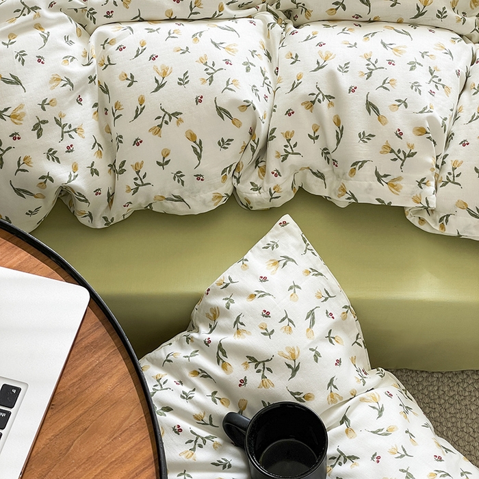 91家纺网 家纺一手货源 找家纺 窝米 2024春季新品全棉双层纱系列四件套 芳华