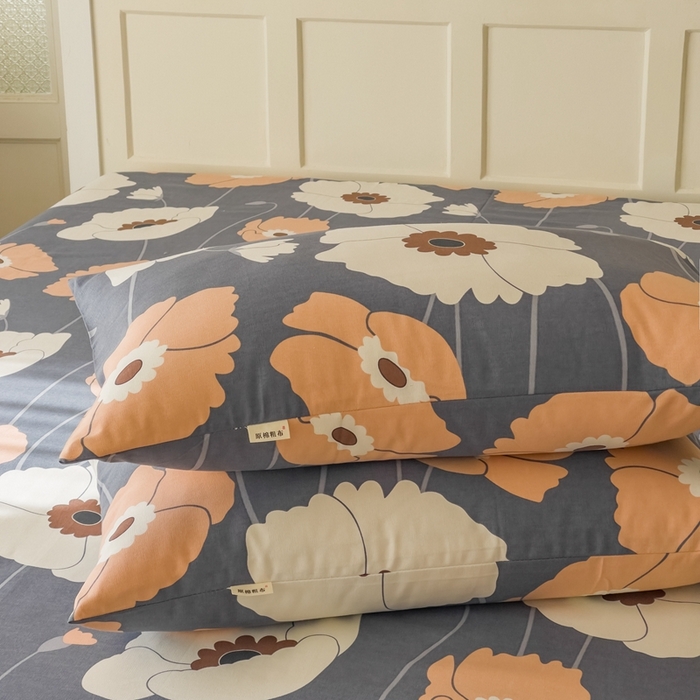 91家纺网 家纺一手货源 找家纺 棉乐町家居 2025新款爆款印花老粗布床单系列 青衫