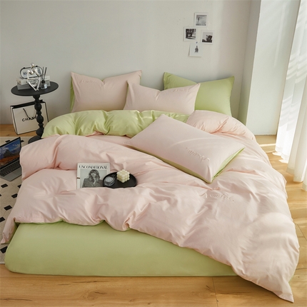 91家纺网 家纺一手货源 找家纺 （总）多品家纺 2024新款全棉纯色绣花四件套