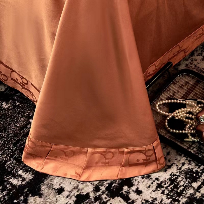 91家纺网 家纺一手货源 找家纺 卡迪亚家纺 2024新款180支长绒棉提花四件套 爱马仕橙