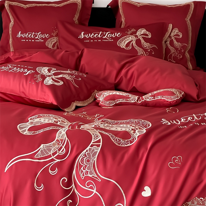 91家纺网 家纺一手货源 找家纺 （总）星野 2024新款加厚40s水洗棉刺绣四件套-蜜月