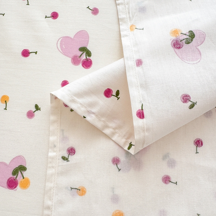 91家纺网 家纺一手货源 找家纺 清雅福 2024新款全棉13372小清新单床单 爱心樱桃