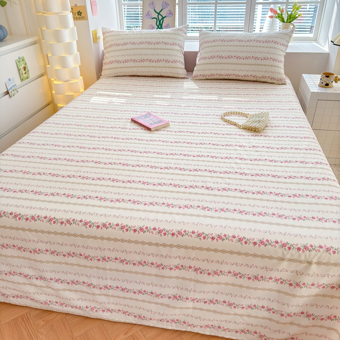 91家纺网 家纺一手货源 找家纺 清雅福 2024新款全棉13372小清新单床单 玫瑰物语