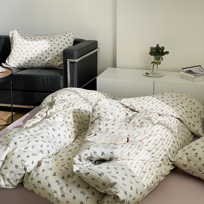 91家纺网 家纺一手货源 找家纺 窝米 2024春季新品全棉双层纱系列四件套 沫夏