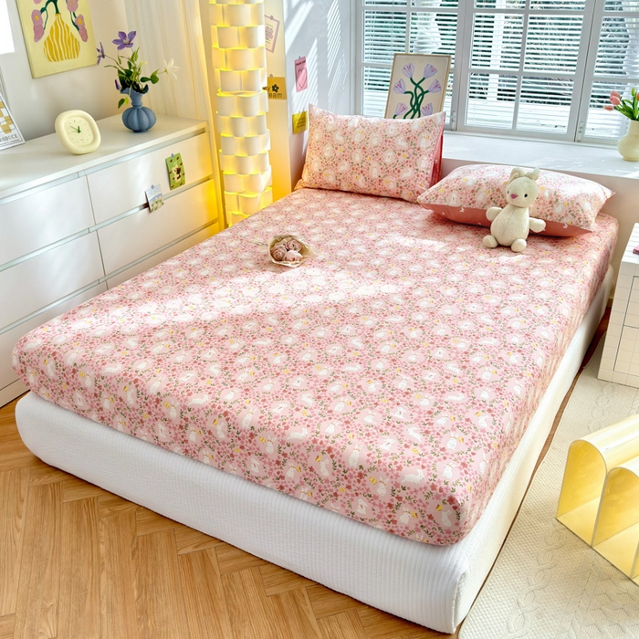 91家纺网 家纺一手货源 找家纺 清雅福 2024新款全棉13372小清新单床笠 恋语