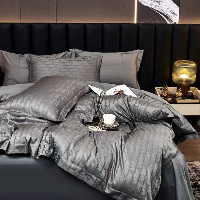 91家纺网 家纺一手货源 找家纺 卡迪亚家纺 2024新款180支长绒棉提花四件套 太空灰