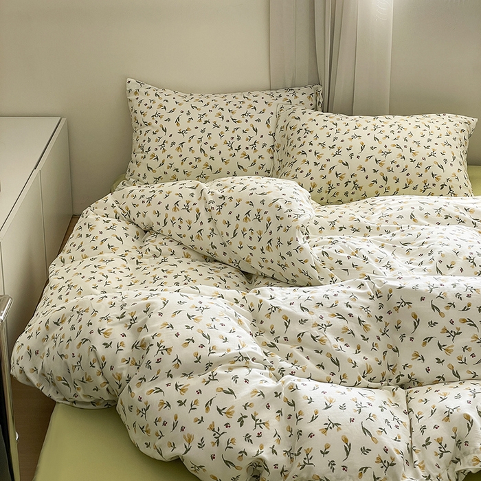 91家纺网 家纺一手货源 找家纺 窝米 2024春季新品全棉双层纱系列四件套 芳华