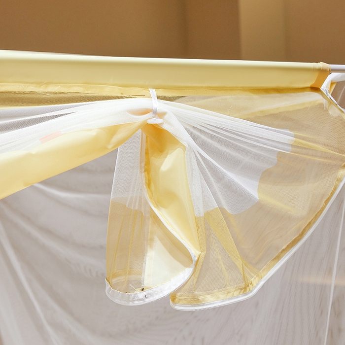 91家纺网 家纺一手货源 找家纺 青竹苑 2024新款围栏款印花坐床蚊帐蒙古包防摔睡帐 围栏-奶酪芝士