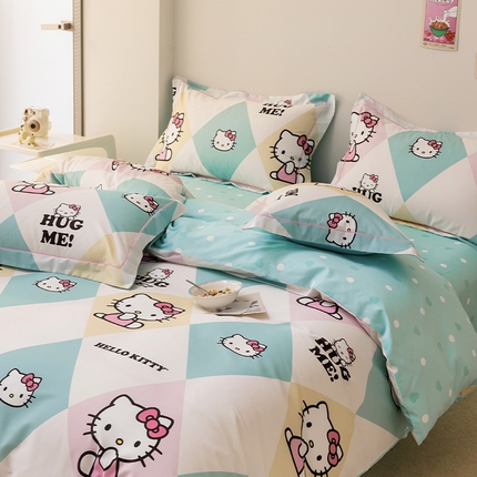 91家纺网 家纺一手货源 找家纺 总 富瑞阁2024年新款13070全棉三丽鸥库洛米四件套三件套