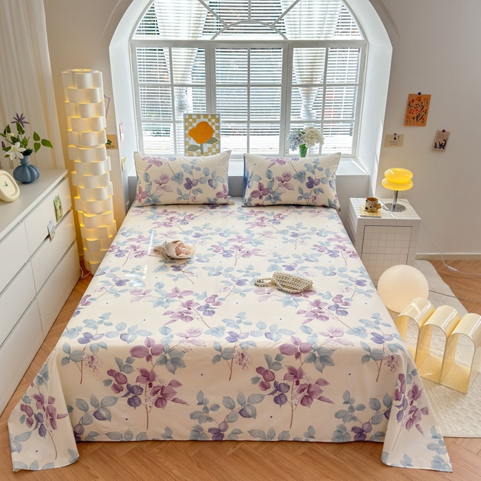 91家纺网 家纺一手货源 找家纺 清雅福 2024新款全棉13372小清新单床单 牡丹亭