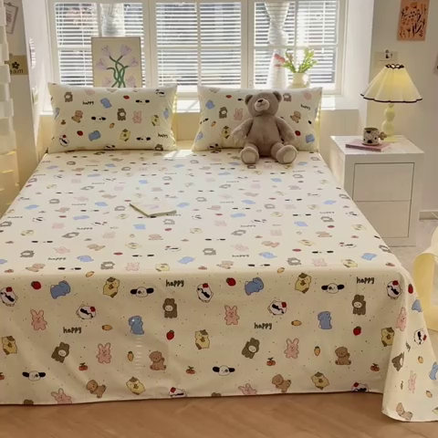 91家纺网 家纺一手货源 找家纺 清雅福 2024新款全棉13372小清新单床单 松岛可可