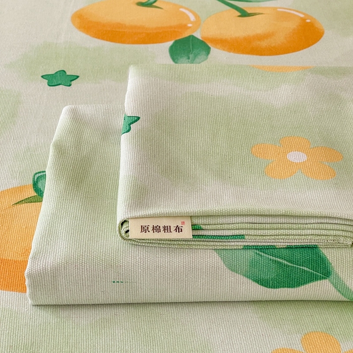 91家纺网 家纺一手货源 找家纺 棉乐町家居 2025新款爆款印花老粗布床单系列 柒夏