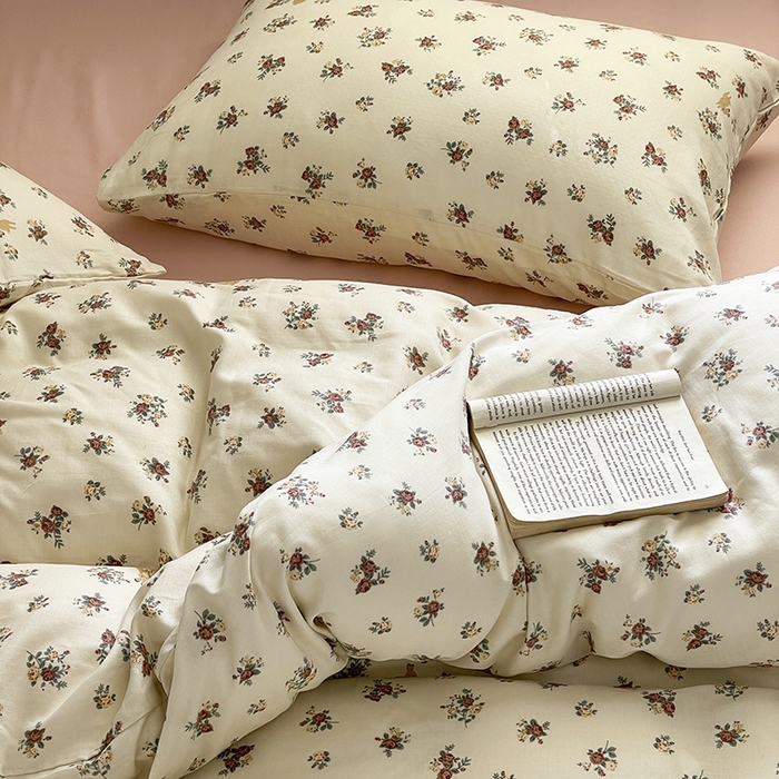 91家纺网 家纺一手货源 找家纺 窝米 2024春季新品全棉双层纱系列四件套 伊芙