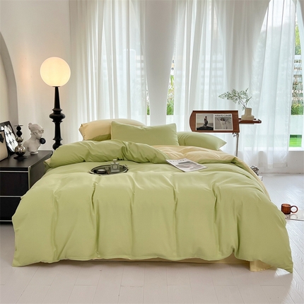 91家纺网 家纺一手货源 找家纺 （总）多品家纺 2024新款全棉纯色双拼四件套