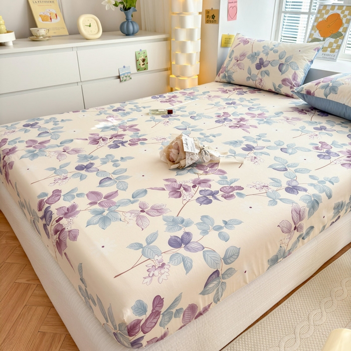 91家纺网 家纺一手货源 找家纺 清雅福 2024新款全棉13372小清新单床笠 牡丹亭