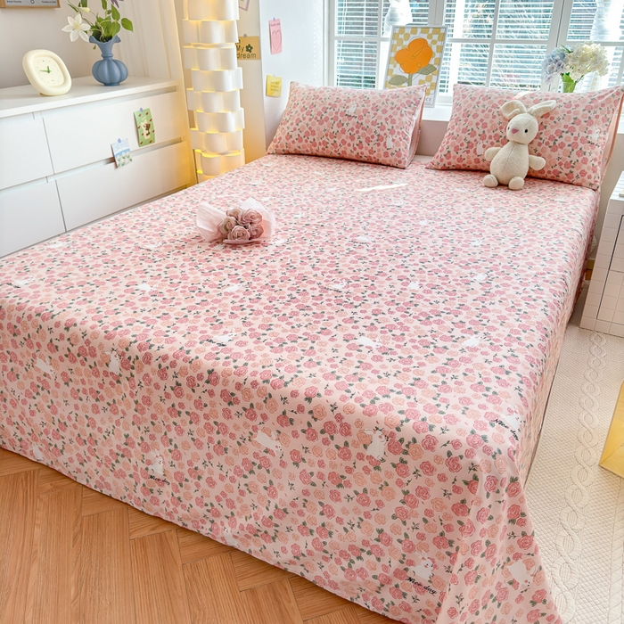 91家纺网 家纺一手货源 找家纺 清雅福 2024新款全棉13372小清新单床单 遇见浪漫