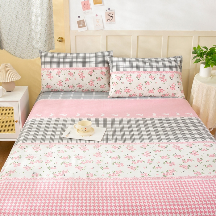 91家纺网 家纺一手货源 找家纺 棉乐町家居 2025新款爆款印花老粗布床单系列 小清新