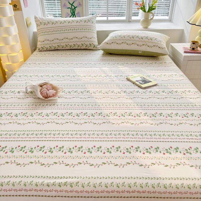 91家纺网 家纺一手货源 找家纺 清雅福 2024新款全棉13372小清新单床单 甜心藤