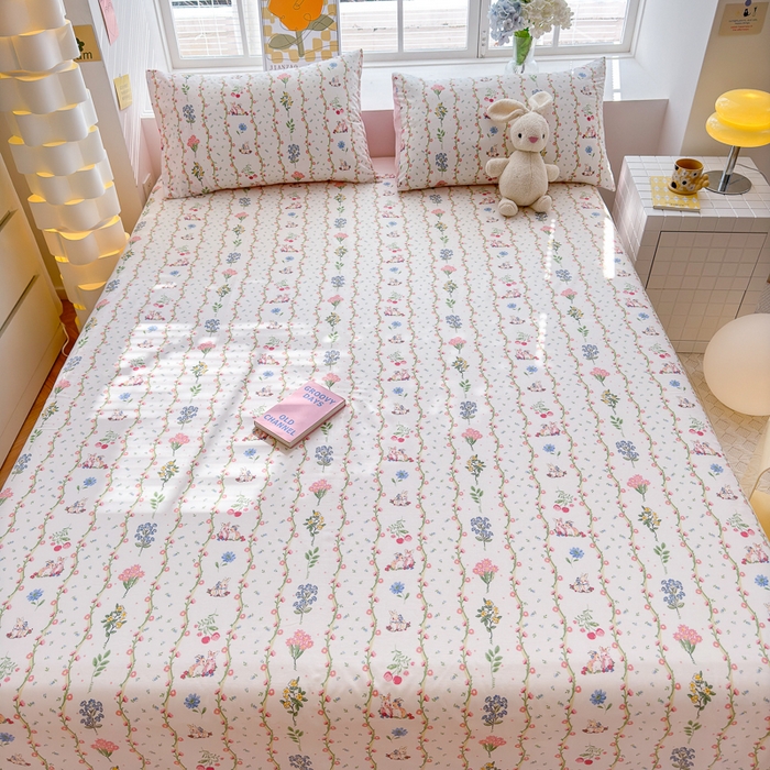 91家纺网 家纺一手货源 找家纺 清雅福 2024新款全棉13372小清新单床单 枝间梦