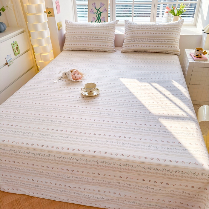 91家纺网 家纺一手货源 找家纺 清雅福 2024新款全棉13372小清新单床单 樱桃花