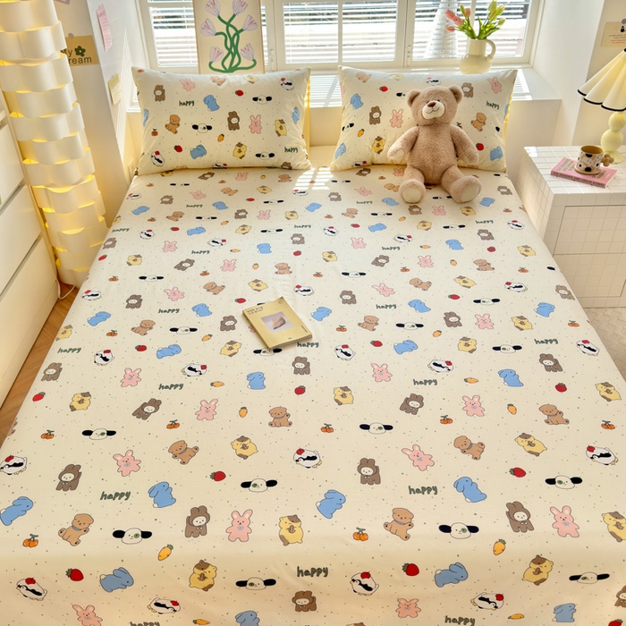 91家纺网 家纺一手货源 找家纺 清雅福 2024新款全棉13372小清新单床单 松岛可可