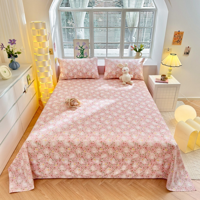 91家纺网 家纺一手货源 找家纺 清雅福 2024新款全棉13372小清新单床单 恋语