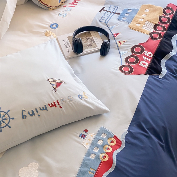 91家纺网 家纺一手货源 找家纺 （总）星野 2024新款加厚40s水洗棉刺绣四件套-航海家