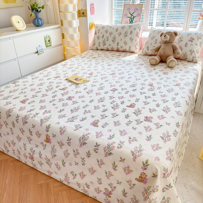 91家纺网 家纺一手货源 找家纺 清雅福 2024新款全棉13372小清新单床单 花萃清风