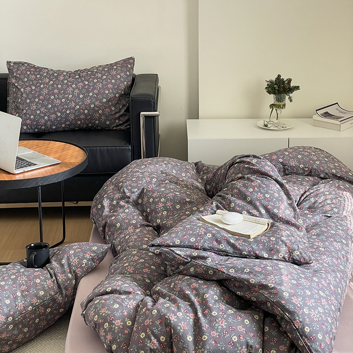 91家纺网 家纺一手货源 找家纺 窝米 2024春季新品全棉双层纱系列四件套 香菲儿