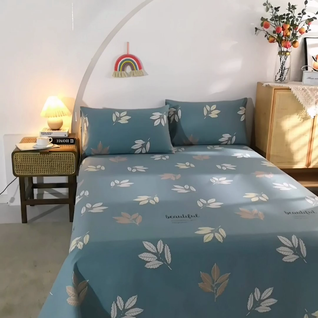 91家纺网 家纺一手货源 找家纺 棉乐町家居 2025新款爆款印花老粗布床单系列 深秋季节