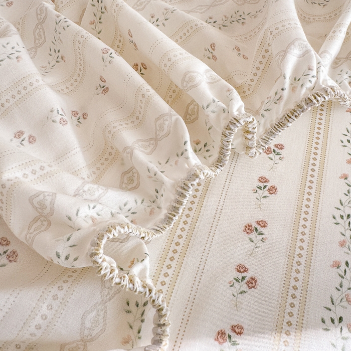 91家纺网 家纺一手货源 找家纺 清雅福 2024新款全棉13372小清新单床笠 樱桃花