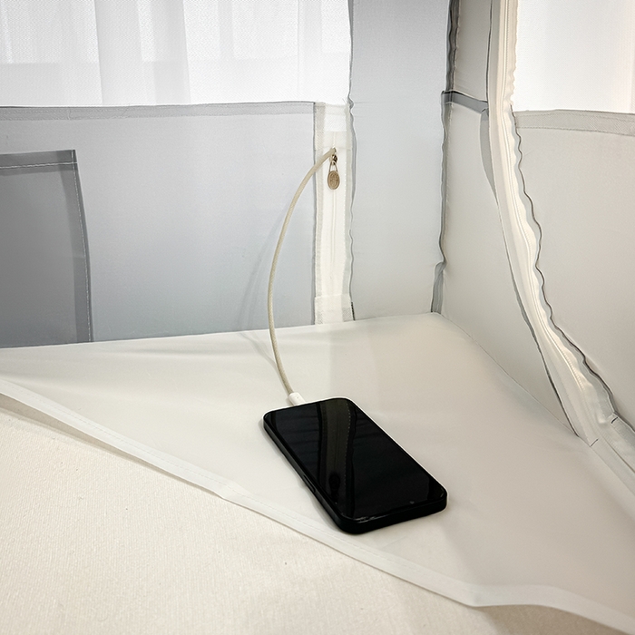 91家纺网 家纺一手货源 找家纺 青竹苑 2024新款铃兰花开外穿蕾丝花边坐床蚊帐 铃兰花开-简灰