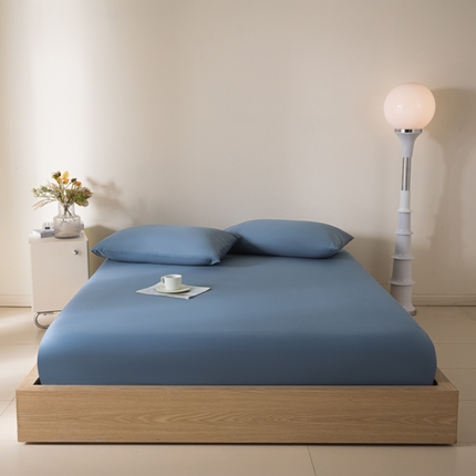 91家纺网 家纺一手货源 找家纺 卧趣家纺 2024新品A类全棉长绒棉单品床笠 莱茵蓝