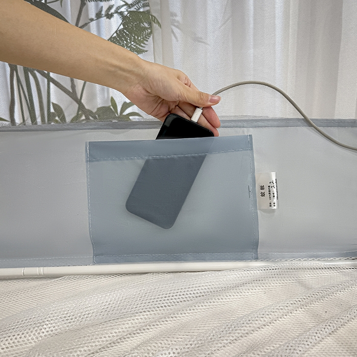 91家纺网 家纺一手货源 找家纺 青竹苑 2024新款内穿蕾丝花边坐床蚊帐 爱丽丝-蓝灰