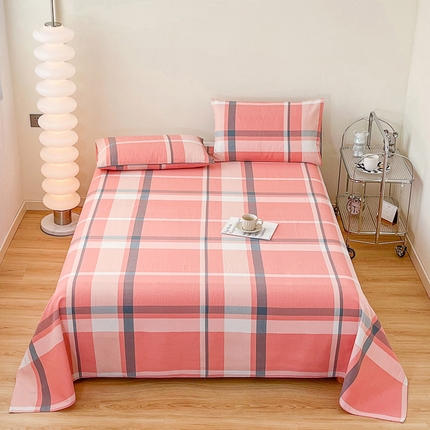 棉乐町家居 2025新款爆款印花老粗布床单系列 格恋情怀-粉