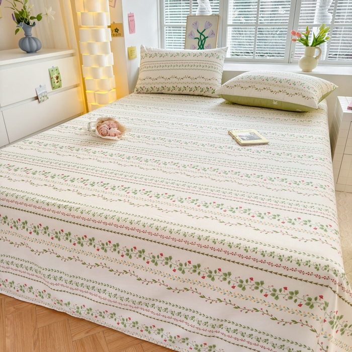 91家纺网 家纺一手货源 找家纺 清雅福 2024新款全棉13372小清新单床单 甜心藤