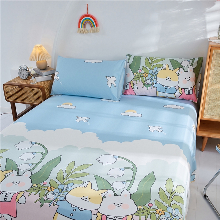 91家纺网 家纺一手货源 找家纺 棉乐町家居 2025新款爆款印花老粗布床单系列 沐恋