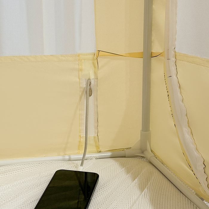 91家纺网 家纺一手货源 找家纺 青竹苑 2024新款内穿蕾丝花边坐床蚊帐 爱丽丝-嫩黄