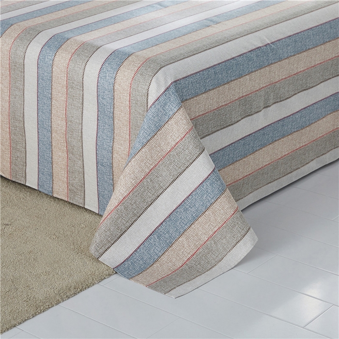 91家纺网 家纺一手货源 找家纺 棉乐町家居 2025新款爆款印花老粗布床单系列 古韵条纹