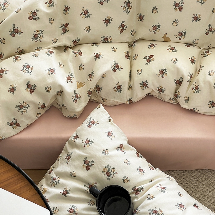 91家纺网 家纺一手货源 找家纺 窝米 2024春季新品全棉双层纱系列四件套 伊芙