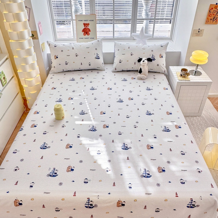 91家纺网 家纺一手货源 找家纺 清雅福 2024新款全棉13372小清新单床单 扬帆起航