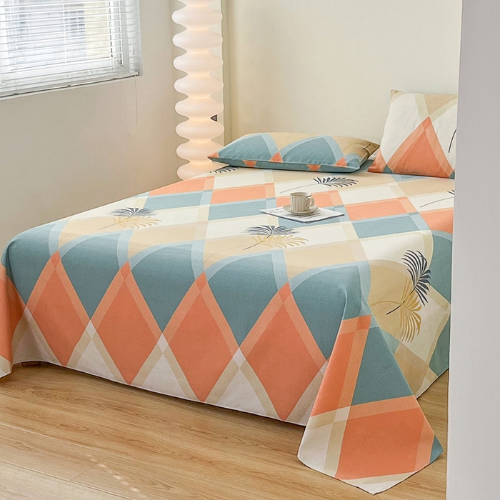 91家纺网 家纺一手货源 找家纺 棉乐町家居 2025新款爆款印花老粗布床单系列 南风